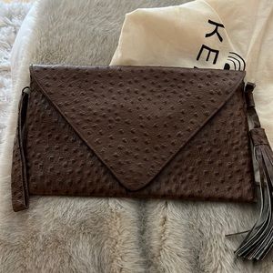 Mexican hand made brown leather clutch